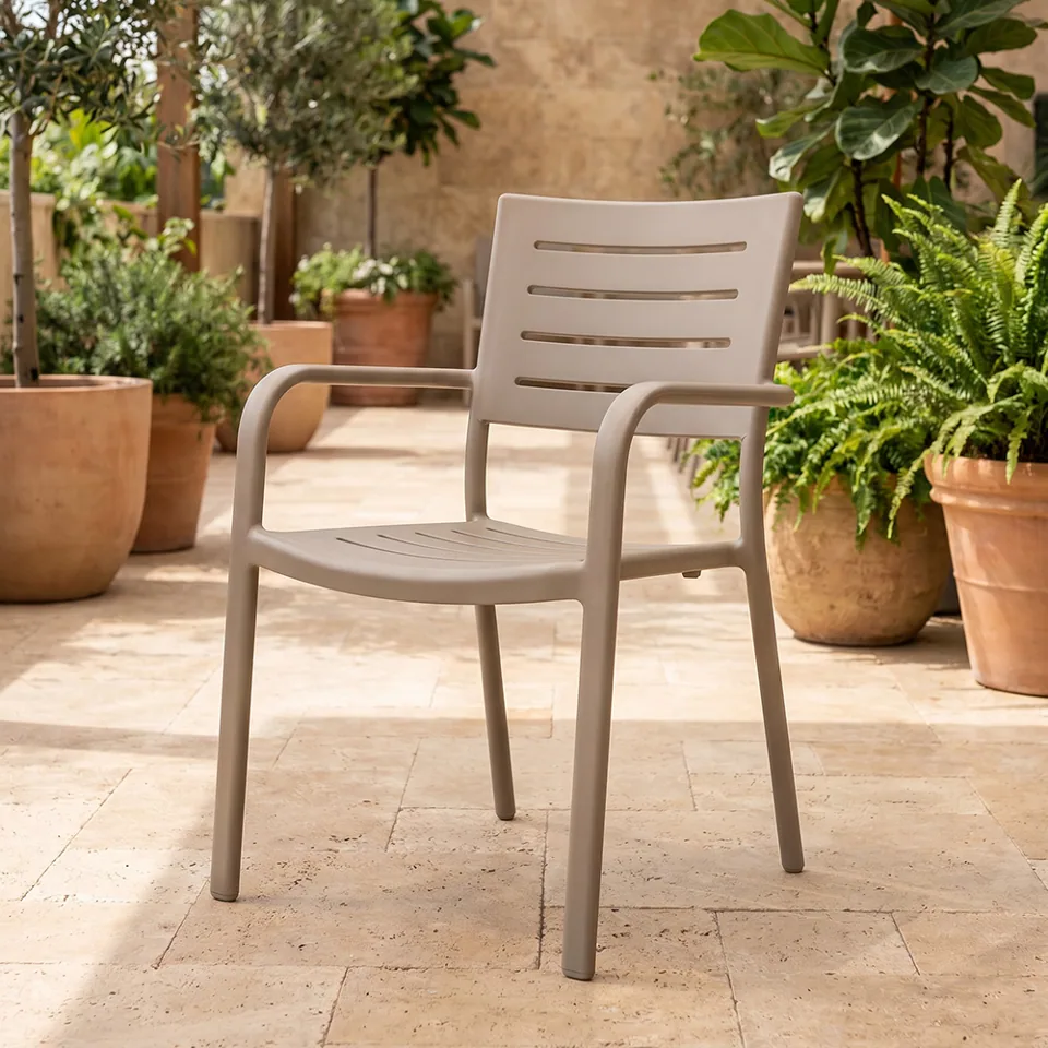 Mocha Slot-Back Resin Armchair view 2