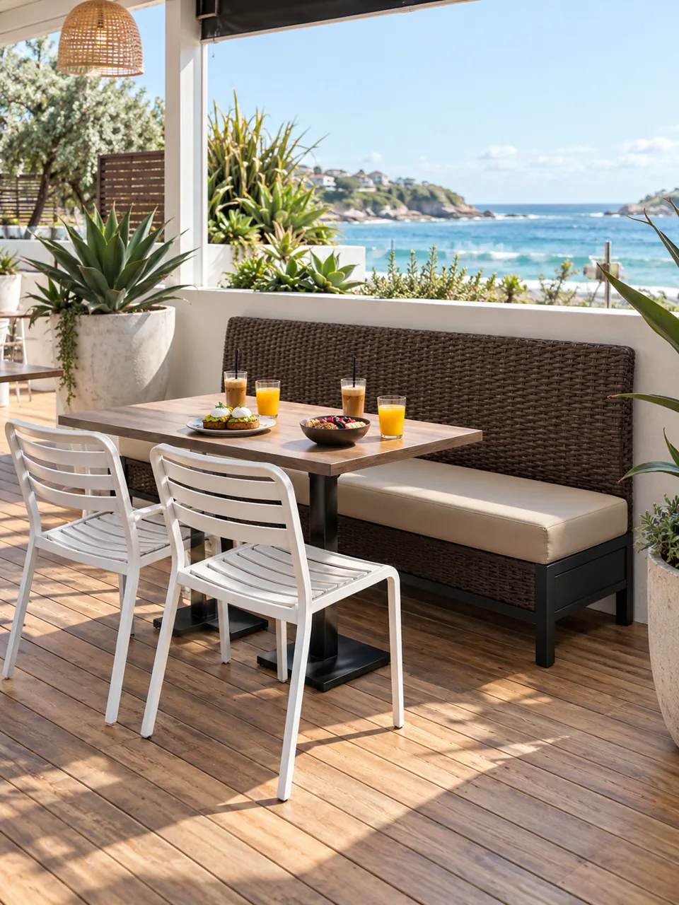 Seaside Wicker-Back Banquette